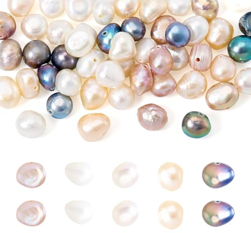 Crafans 50Pcs Natural Cultured Freshwater Pearl Beads Irregular Shape Freshwater Pearl Beads 5 Colors Jewelry Bead for DIY Bracelet Necklace Jewelry Making