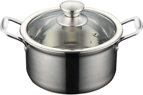 CHFYIJYHM Ollas, Olla de Acero Inoxidable con Tapa, Olla de Acero Inoxidable for Sopa, Olla for cocinar con Tapa, Olla con Doble asa Resistente al Calor, 20 x 11 cm(18 * 10Cm)