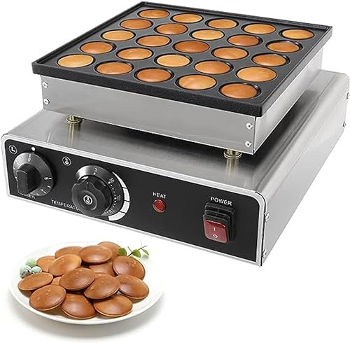 Crêpière hollandaise, Mini machine à crêpes antiadhésive, Machine à muffins en acier inoxydable à 25 et 50 trous 950W et 1700w pour faire des crêpes.,25