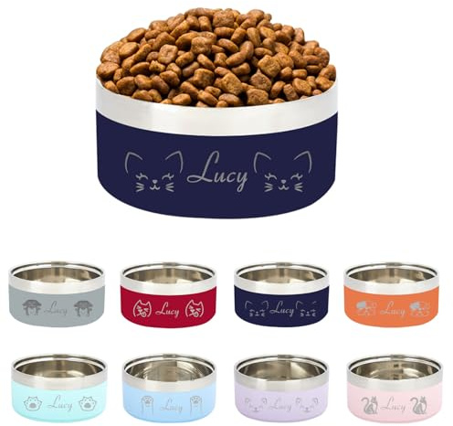 Bol pour Animaux Personnalisé, Coutume Gamelle Personnalisée pour Chien | Bol pour Animaux, Nom Gravé Laser, Acier Inoxydable, Chien Chat, Cadeaux pour Animaux de Compagnie, Peut Eau & Nourriture