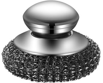 New Stainless Steel Wool Scrubber with Handle, 2 Pcs Heavy Duty Scrubber Detachable Metal Steel Scrubber Wool Pads For Cleaning Dishes, Iron Pots, Stoves