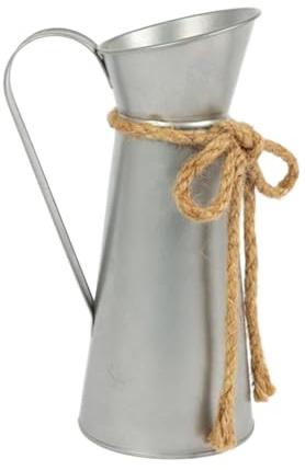 Country Metal Pitcher Vases With Twine Bowknot Accent Vintage Decors For Kitchen Centerpieces Florals Arrangements Vintage Metal Pitcher For Flowers