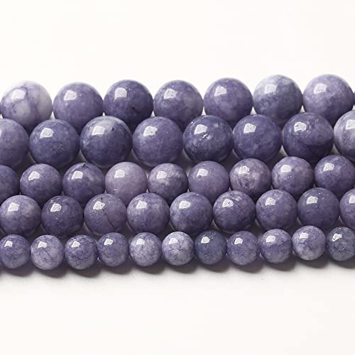 90 perline di pietra di angelite viola naturale, 8 mm, pietre di lavanda, perline rotonde sciolte per la creazione di gioielli, braccialetti fai da te, collane, orecchini, 81,3 cm, 2 fili