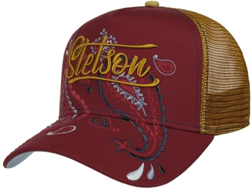 Stetson Paisley Trucker Cap Basecap Baseballcap Truckercap Meshcap Herren - Snapback, mit Schirm, Schirm Frühling-Sommer Herbst-Winter Frühjahr Sommer Herbst Winter - One Size rot