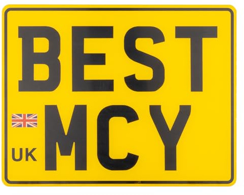 UK Motorbike Plate - Casting Acrylic. Optional Black Border & Country Flag, L/P Plate, High Visibility & Lightweight Design