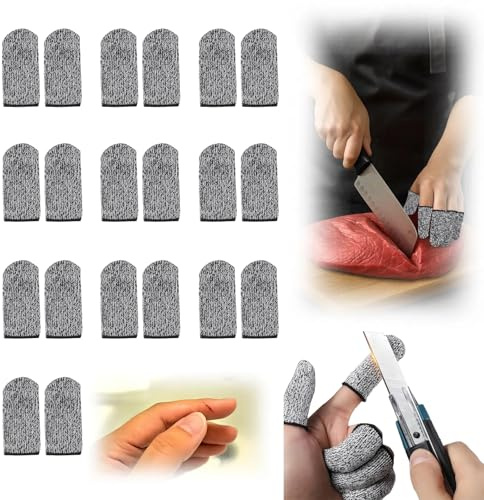 20 PCS Cut Resistant Finger Cots, Reusable Finger Guards, Durable Non Slip Thumb Protector Sleeve, Breathable Fingertip Covers for Kitchen, Work, Sculpture