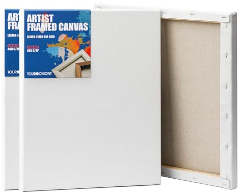 Keilrahmen Leinwand zum Bemalen 40x50 cm 3er Set -440 g/m² aus Leinen bespannte Leinwände für Acrylfarben Canvas