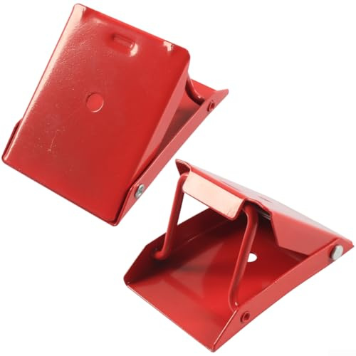 Cuñas de rueda – Paquete de 2 tapones de freno para caravana – Calzas de acero antideslizantes para caravana, coche, motocicleta (rojo, paquete de 2)