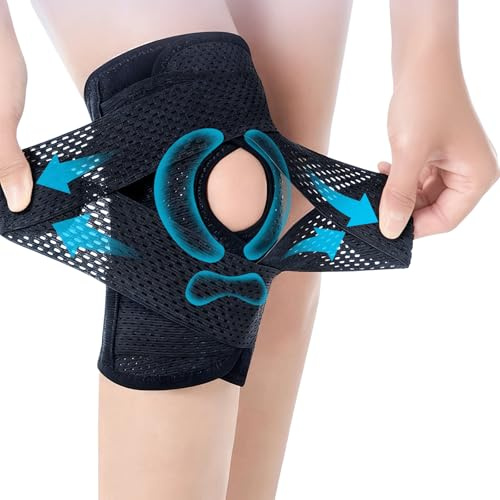 Generisch Kniebandage Meniskus für Damen und Herren, Kniebandage Meniskus, Knieentlastung, Einstellbare Kniepackung mit Seitenstabilisatoren, Geeignet für Meniskus, Laufen und Wandern (XXL)