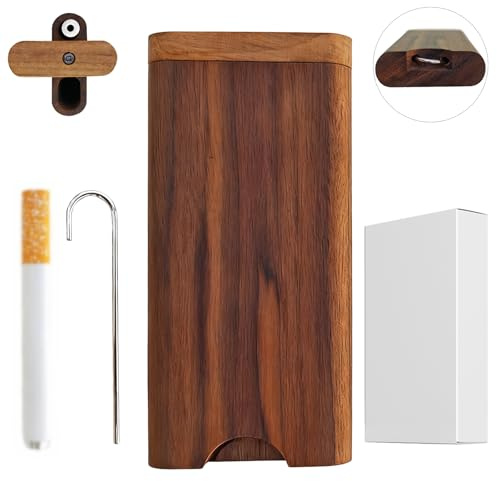 MXZFFF One Hitter Box,Handmade Wooden Storage Box,Portable Storage Box,Natural Decorative Box with Lid, For DIY Handmade Art Decorations,Souvenir,Gift (Walnut)