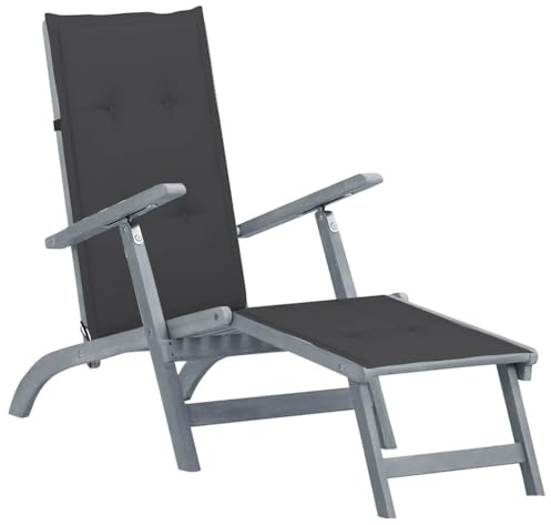 Owoxanthellate Acacia Wood Outdoor Lounge Chair, 22x65.7x29.5 in Pool Chaise, Ergonomic Adjustable Backrest & Cushion, Weather-Ready Patio Lounger for Garden, Poolside and Sunbathing