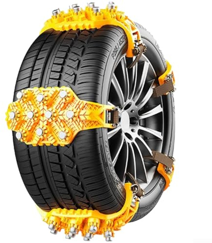 Besttoolifes Cadenas de nieve para neumáticos para conducción en invierno, fabricadas con eslabones antideslizantes de acero, aptas para coches y 4 x 4 en condiciones de hielo o barro (negro)