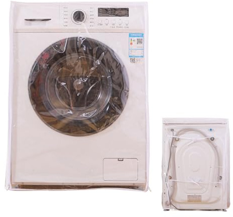 Housse De Machine À Laver Portable Transparent PVC Protection De Linge Avec | Couverture De Protection Pour Linge Sec Pour Extérieur Maison Dortoir École Appartement