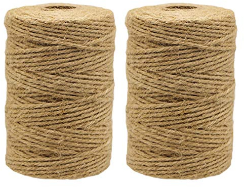 200m Natur Juteschnur 2mm dick 3-lagig Jute Seil Deko Kordel Hanfseil Bastelschnur Bindefaden f.DIY Kunst Handwerk,Floristik Bündel, Weihnachten Geschenk Dekoration Verpackung,Gartenarbeite (2mm)
