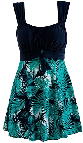 Wantdo Femme Maillot 1 Pièce Maillot de Bain Motifs de fougères Verts 48-50