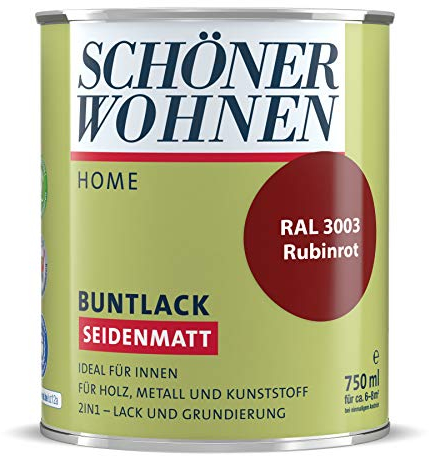 Schöner Wohnen DurAcryl Buntlack Rubinrot 750ml RAL 3003 Seidenmatt