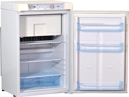 Smad 100L Gas Kühlschrank mit Gefrierfach, Kühlschrank Wohnmobil Gas 12v 230v, für Camping, Zuhause, Wohnwagen, Garage, Gite, Wohnmobil, 0dB