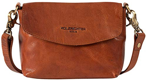 HOLZRICHTER Berlin Umhängetasche No 1-1 (S) cognac-braun - Kleine Handtasche für Damen handgefertigt aus Premium-Leder…