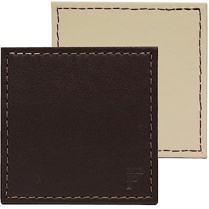 FREEFORM Duo Untersetzer 4er-Set, Wendbar, Kunstleder, Schokobraun/Creme | quadratisch, für Gläser und Tassen, pflegeleicht, hitzebeständig bis 90°C, abwischbar, rutschfest, elegant