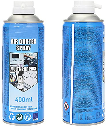 2 x 400ml Compressed Air Can Duster Spray Multi Purpose Can Cleaner Clean & Protects Laptop, Keyboards, Printers, Electronics, PC Cleaning Computer Components
