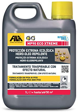 Fila Surface Care Solutions MP90 Eco Xtreme, Protector para Piedra, Mármol, Caliza, Granito, Cemento, Porcelánico Técnico Todomasa, Crea un Protección Ecológica, Manchas Grasientas, 1L