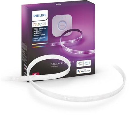 Philips Hue 555342 Starter Kit Lightstrip, Kit (6ft Base Kit + Hub), White
