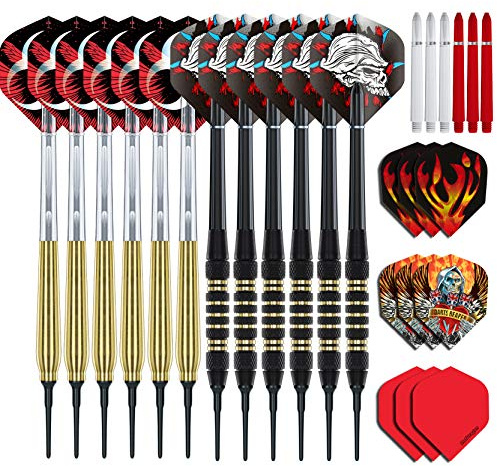 RED DRAGON 12 Piece Brass Softip Darts Set - Includes Flights and Shafts (Stems)
