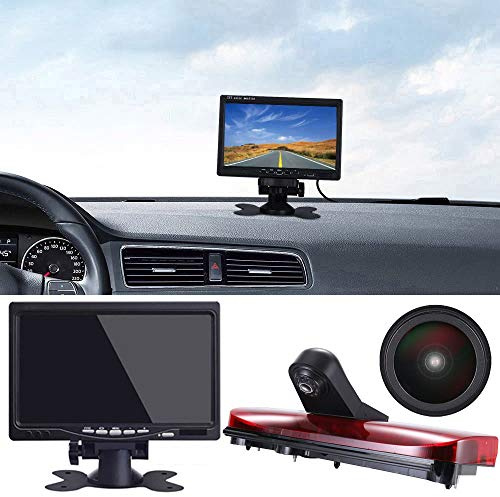 「18mm Linse Top Qualität Rückfahrkamera + 7 Zoll TFT LCD Bildschirm Monitor」Bremsleuchte Auto Dach Rückfahrkamera für Ford Transit Connect 2014-2017 Van Bremslicht 3 dritte