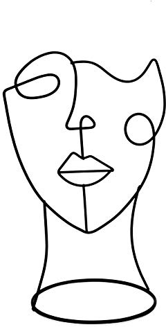 COZYMONDO Moderne Deko-Figur: Single-Line-Face-Art | Schwarze Deko Statue im minimalistischen Design als abstrakte Deko für Jede Wohnung | 2 Varianten: Full Face & Half Face (Full Face)