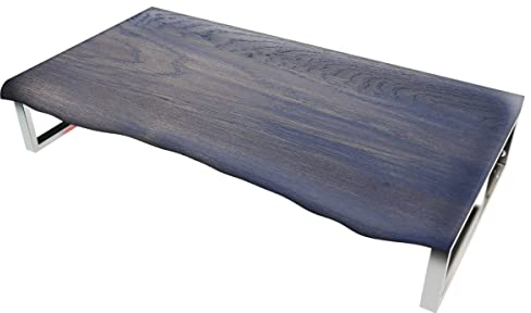 wohnundbad.de Waschtischplatte mit Baumkante für Aufsatzwaschbecken, Echtholz massiv, Eiche Rustikal Braun geölt, BxT 120cm x 50cm