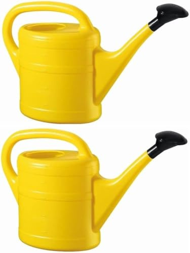 KOVA 2X Gießkanne 5L Gelb + 1x BILDMAGNET! Blumenkanne Kunststoff für groß & klein Garten & Zimmerpflanzen Gießkannen Gieskanne Gieskannen Giesskanne 5 Liter Watering Can Kinder Zimmergießkanne