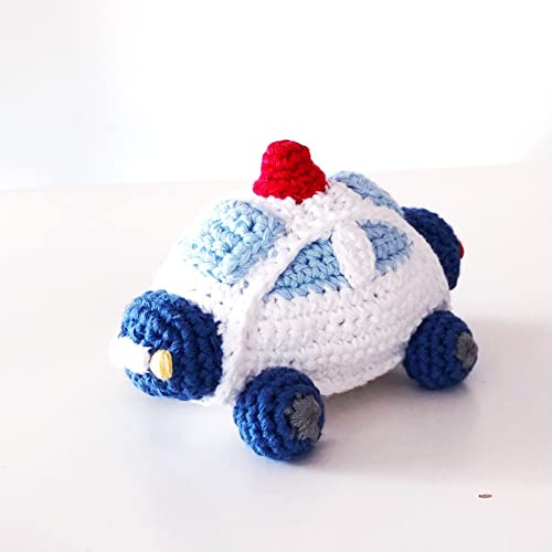 Soft Toy Handmade Cotton Police car Rattle…| Toddler or Baby Gift | Fair Trade | Machine Washable | CE Certified