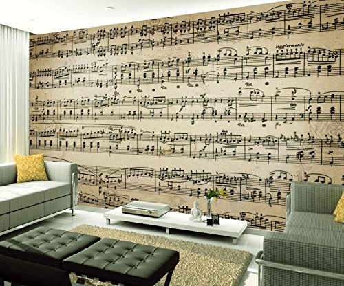 XAONUO Música Papel Pintado No Tejido Música Partitura Patrón 350X254Cm Mural De Efecto 3D Pared Pintado Papel Tapiz 3D Decoración Dormitorio Fotomural Sala Sofá Mural