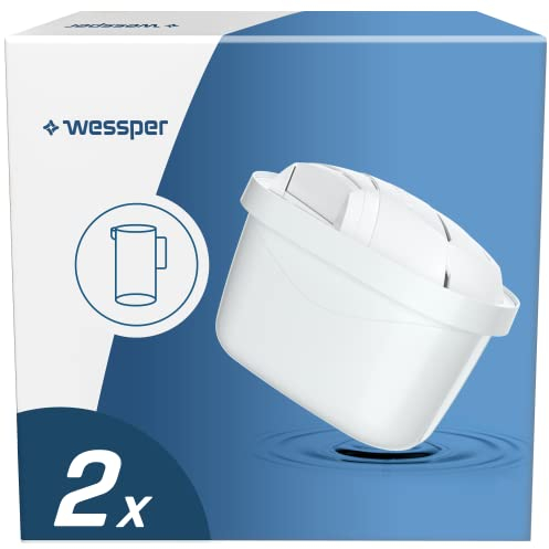 Wessper Cartouche Filtrante, Filtre à Eau Compatibles avec la Carafe Filtrante Brita Maxtra, Filtre avec Charbon Actif et résine échangeuse d'ions - 2 pièces