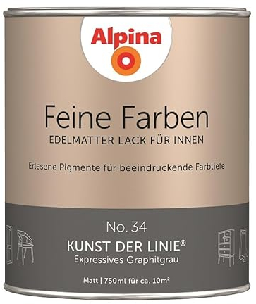 Alpina Feine Farben Lack No. 34 Kunst der Linie edelmatt 750ml - Expressives Graphitgrau