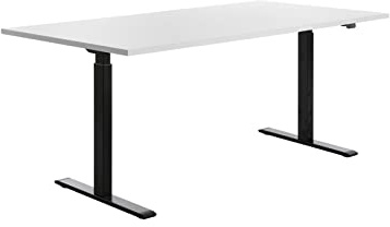 TOPSTAR E-Table 180x80 Schreibtisch schwarz/weiß | Made in Germany | Ergonomisch | höhenverstellbar | Geprüfte Sicherheit nach GS-Intertek