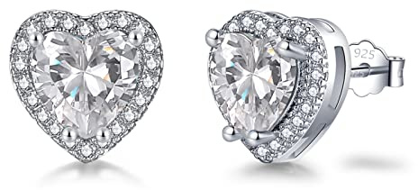 Orecchini a perno in argento Sterling 925 per donne e ragazze, orecchini con pietra di nascita in argento Sterling 925, orecchini a perno in oro bianco placcato con zirconi cubici a forma di quadrato