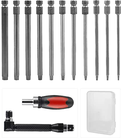 CPROSP Set di Cacciaviti Torx, Lunghezza 100 mm, Con Scatola di Conservazione, Punta Lunga, 2 Cacciaviti, T6-T40, S2, Testa a Stella