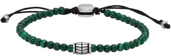 Fossil Pulsera para Hombre, Longitud: 250mm, Anchura: 4mm Pulsera Plateada de Acero Inoxidable, JF04415040, Verde