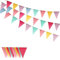 Nutabevr 12M /36Ft Fanion Multicolore,Réutilisable Banderole Fanion Guirlande,Drapeaux de Triangle en Toile de Jute intérieur Decoration,pour Bannière Anniversaire, Mariage, Fête, Extérieur Jardin