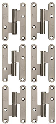 AZERODESIGN-Pernio Bisagras Puertas Madera Interior-Bisagras para Puertas-Material Acero sin Remates-Pack de 6 Unidades-Medidas 95x54 mm-Cantos Redondos-Distintos Acabados(IZQUIERDA, NIQUEL SATINADO)