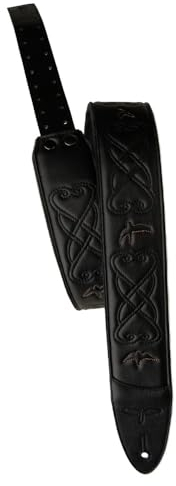 PRS 2.4 Padded Guitar Strap w/RAS, Custom Leather (Faux) Birds, Black