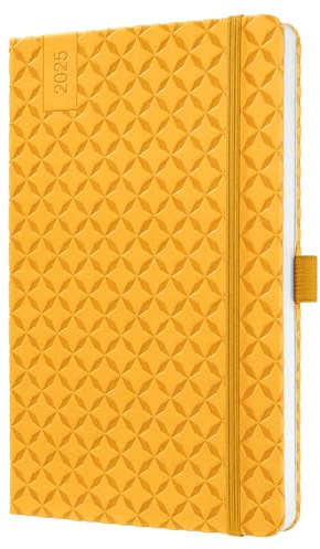 SIGEL J5117 Wochenkalender 2025 A5, Jolie, gelb, Hardcover, Gummiband, Stiftschlaufe, Einstecktasche, 174 Seiten, vegan, Buchkalender, Terminplaner