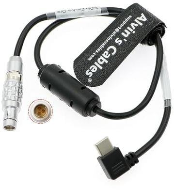 Alvin's Cables Nucleus-Nano II Motor Run Stop Cable for Tilta for Arri Alexa 35| Mini LF| LF| SXT| XT| Amira Cameras Fischer 3 Pin to Right Angle USB-C Type-C RS Cable 40cm| 15.7inches