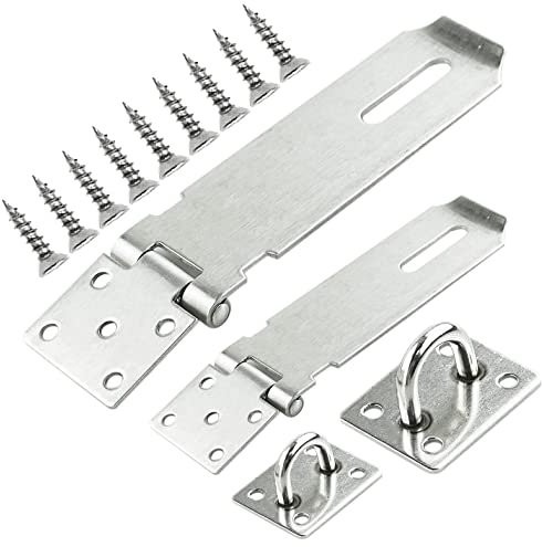 Padlock Latch,Hasp and Staple with Padlock,2Pcs Safety Hasp and Staple Gate Door Shed Latch Lock Blanket Box Chest Padlocks