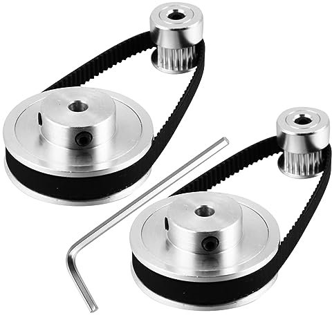 JECOMPRIS 2 Sätze Synchronrad Riemenscheibe mit variabler Geschwindigkeit Riemenscheibe Riemenscheibe aufstrich hobelmaschinen Steuerkettensatz drucker mechanischer Riemen Aluminium
