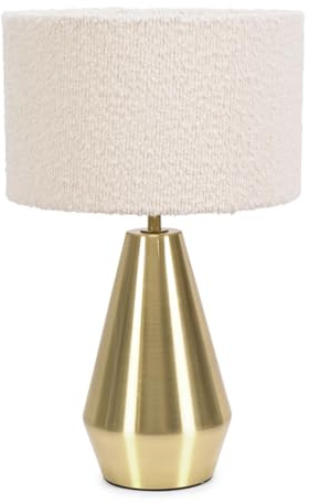 ValueLights | Gold Metal Touch Dimmer Table Lamp with Cream Boucle Shade | Home Décor, Bedside & Desk Lamp | Includes Bulb