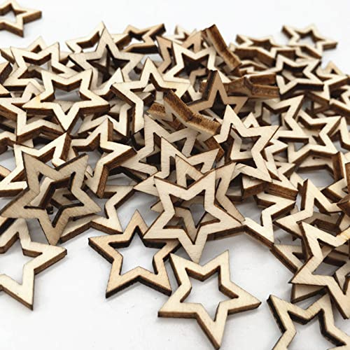Sunnilly Holzsterne zum Basteln - 300 Stück Scheiben, Streudeko Weihnachten, Sterne Basteln, Weihnachtsdeko, Mini Stern Dekoration für DIY Hochzeit Party