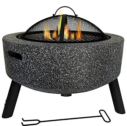 XZHOOQP Fogatas de leña para jardín, Barbacoa, fogatas de Mesa, fogatas para Exteriores, Patio, jardín, Chimenea con Rejilla para Parrilla para Troncos, hormigón