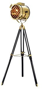 Lámpara de pie para sala de estar Lámpara de pie Pantalla de acero inoxidable Lámpara de pie con trípode de madera Lámpara de pie portátil Lámpara de pie para sala de estar Lámpara de pie para dormit